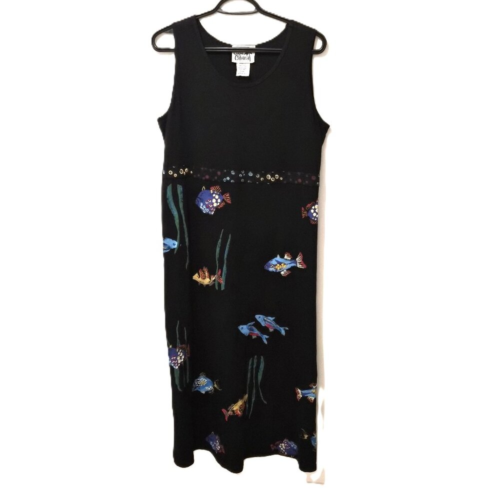 Vintage 90s Copa Cabana Maxi Dress M Mermaicore Boho Whimsical Relaxed Aquarium